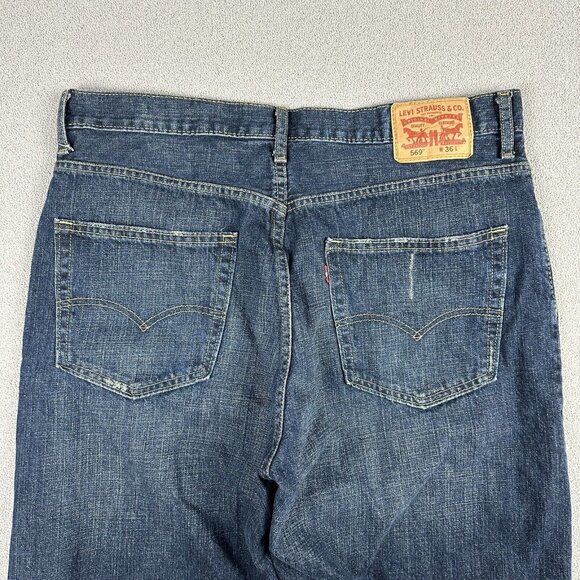 Levis 569 Mens 36 Loose Fit Jeans Shorts Blue Wash Jorts Skater Baggy Streetwear - Picture 7 of 8